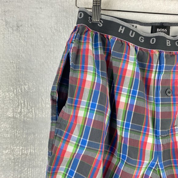 Hugo Boss Pajama Pants Mens‎ Medium Plaid Blue Red 100% Cotton Lightweight - Picture 4 of 13